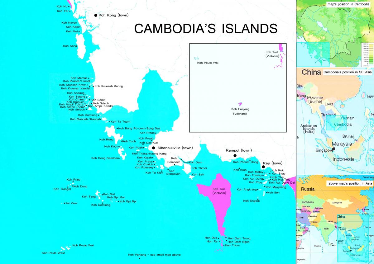 नक्शा कंबोडिया के द्वीप