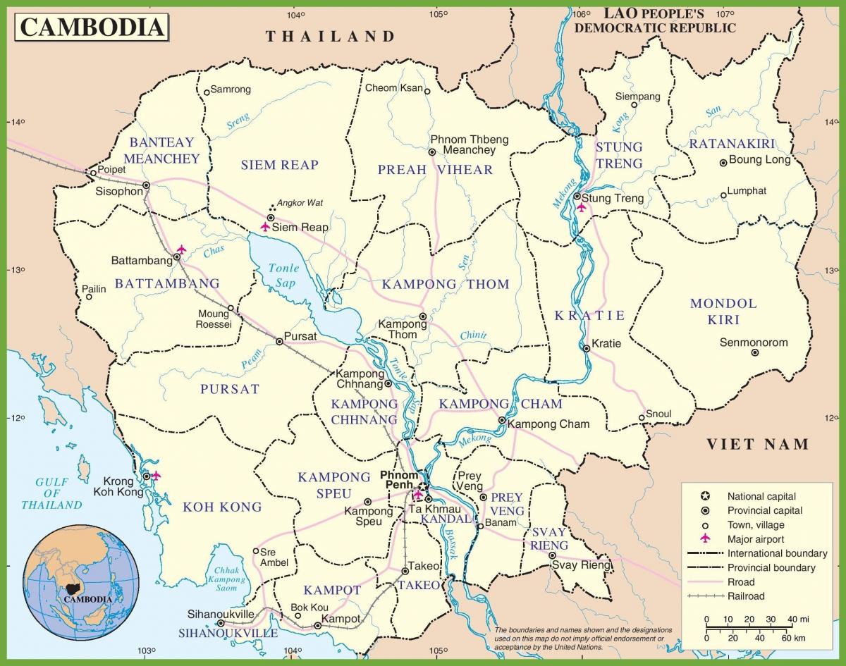 नक्शा कंबोडिया के राजनीतिक