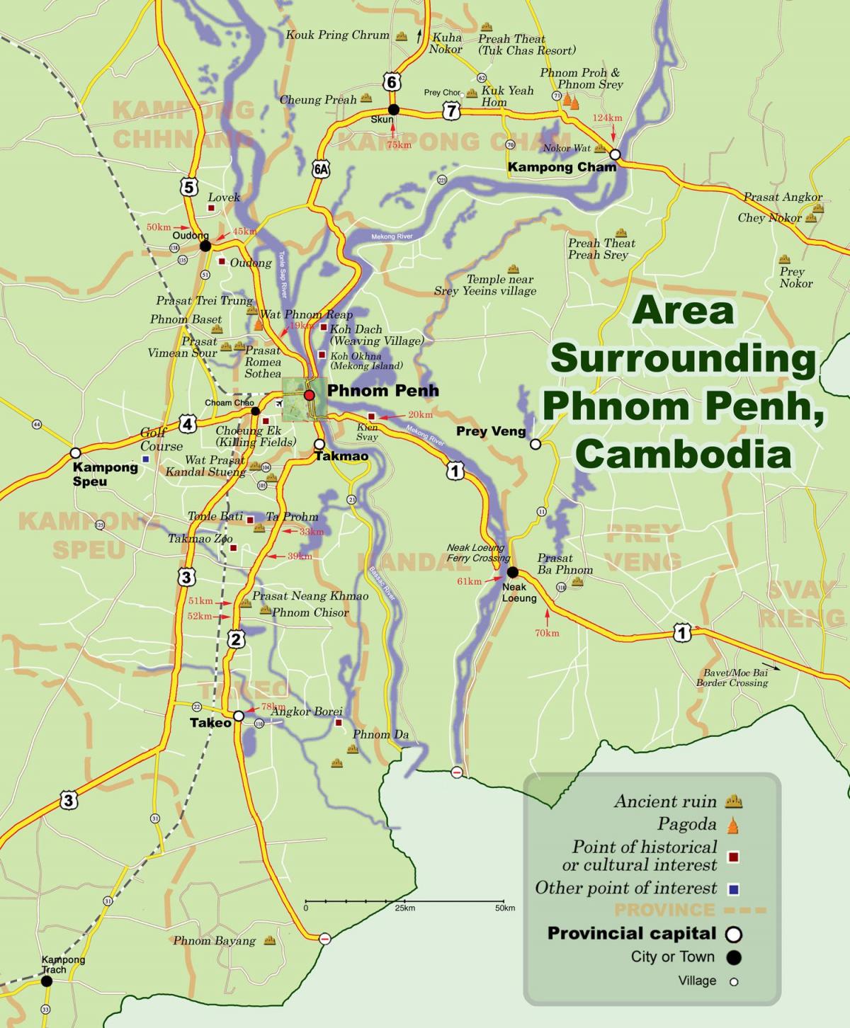 नक्शे के नोम पेन्ह कंबोडिया